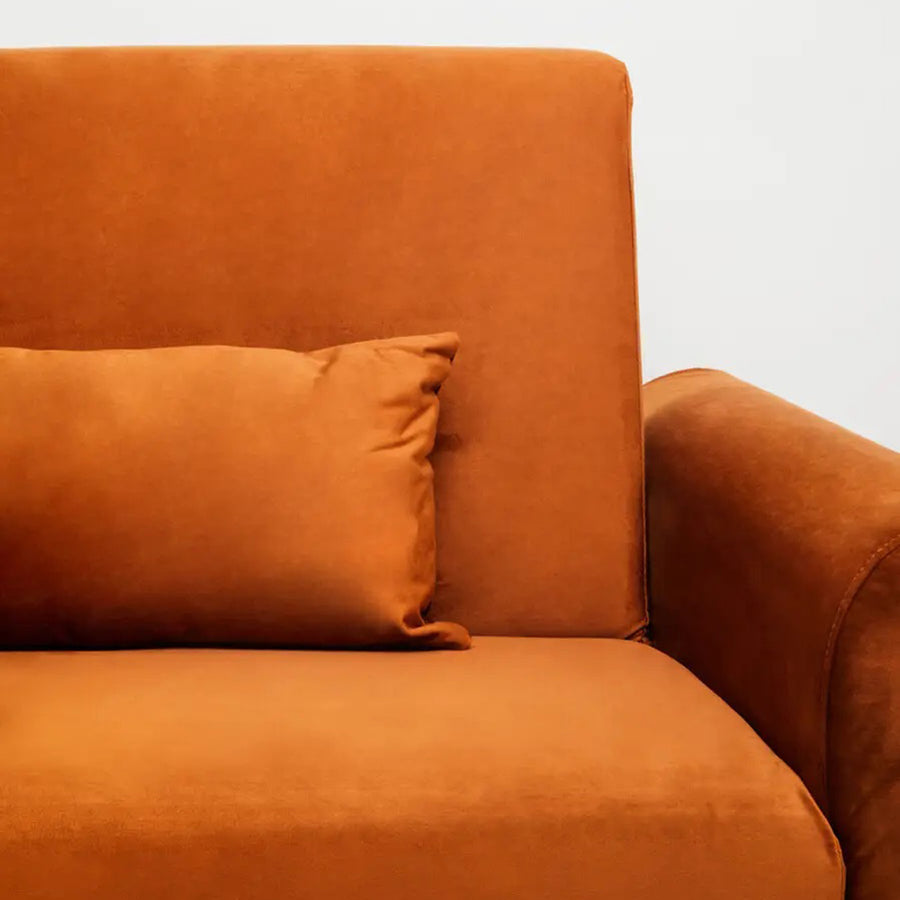 HATTON sötét narancs bársony kanapéágy 211 cm