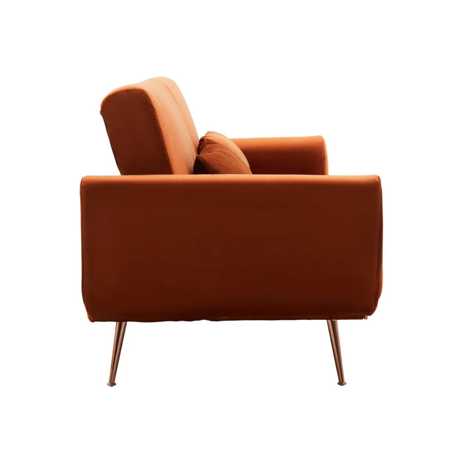 HATTON sötét narancs bársony kanapéágy 211 cm