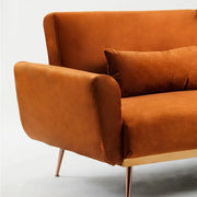 HATTON sötét narancs bársony kanapéágy 211 cm