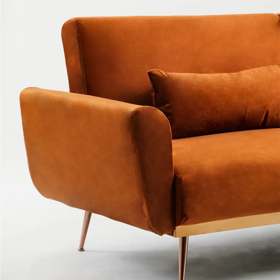 HATTON sötét narancs bársony kanapéágy 211 cm