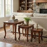 Mahagónifa kisasztal szett nappaliban egymásba tolható kivitelben