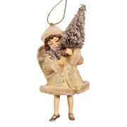 HERITAGE angyalka figura karácsonyfadísz 12 cm – fenyővel