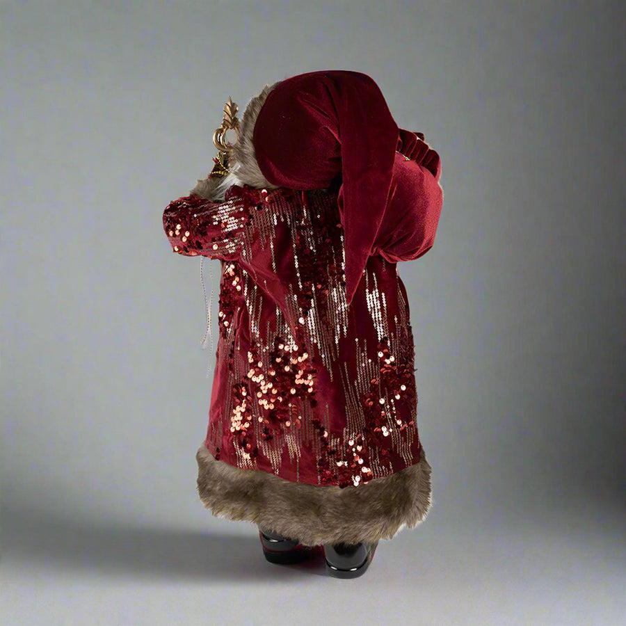 Bordó színű, vintage Télapó figura.