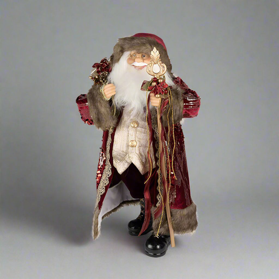 Bordó színű, vintage Télapó figura.