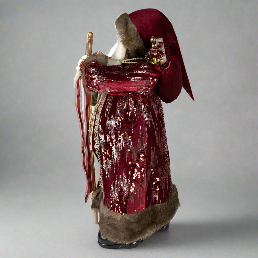 Bordó színű, vintage Télapó figura.