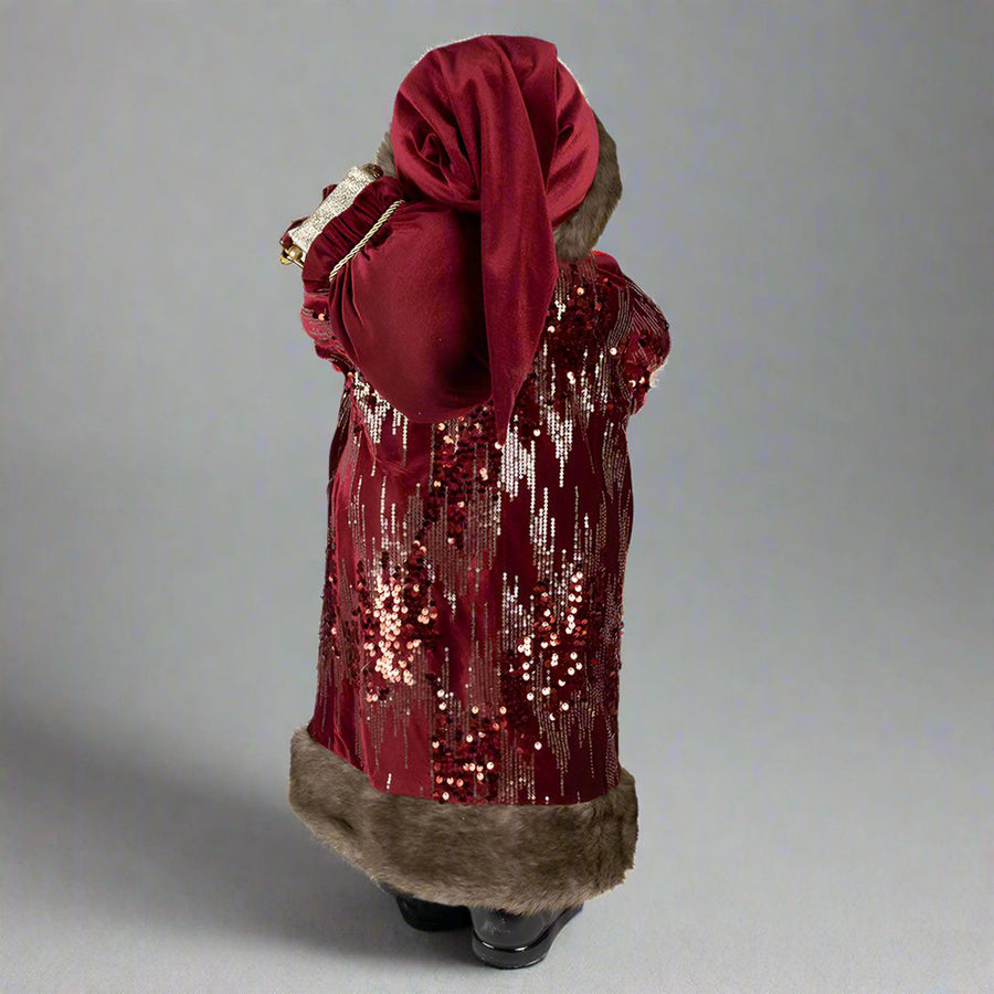 Bordó színű, vintage Télapó figura.