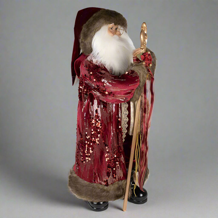 Bordó színű, vintage Télapó figura.