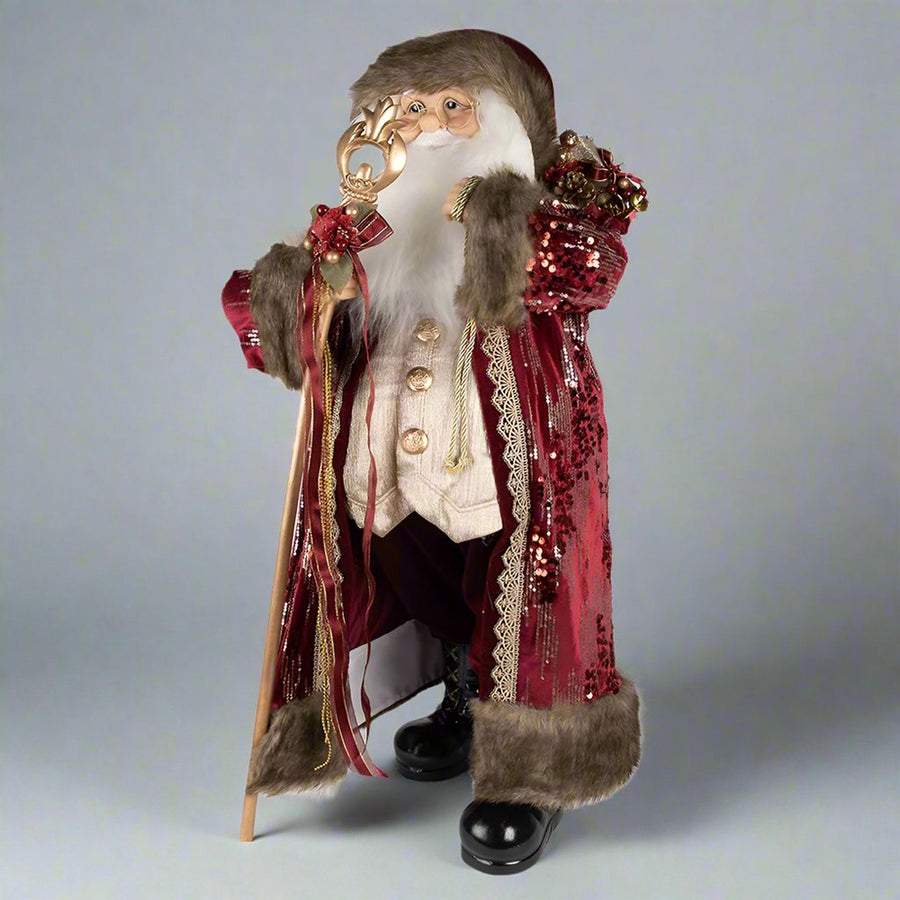 Bordó színű, vintage Télapó figura.