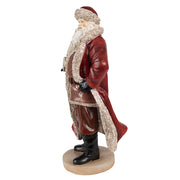 Bordó ruhás vintage Mikulás figura könyvvel ünnepi díszként