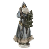 HERITAGE kék vintage Télapó figura 37 cm valódi prém szegéllyel