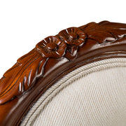 Gyerekfotel világos kárpittal és mahagónifa szerkezettel