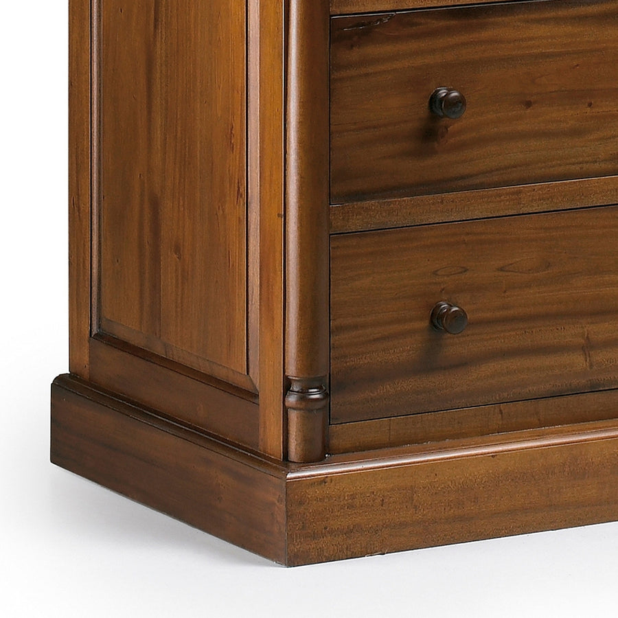 HERITAGE mahagónifa komód alsó fiókok és tömör fa szerkezet részlet