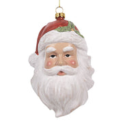 Vintage stílusú HERITAGE Mikulás figura karácsonyfadísz piros sapkával és fehér szakállal, 15 cm