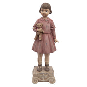 Heritage pink kislány figura macival 24 cm, vintage stílusú dísztárgy