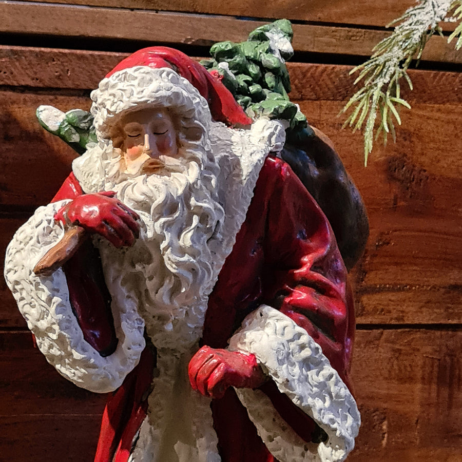HERITAGE bordó vintage Mikulás figura közeli részletekkel