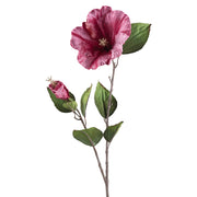 Sötét pink színű, fényes felületű, hibiszkusz művirág.