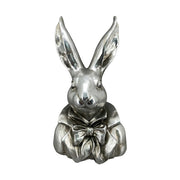 Ezüstszínű húsvéti nyuszi mellszobor.