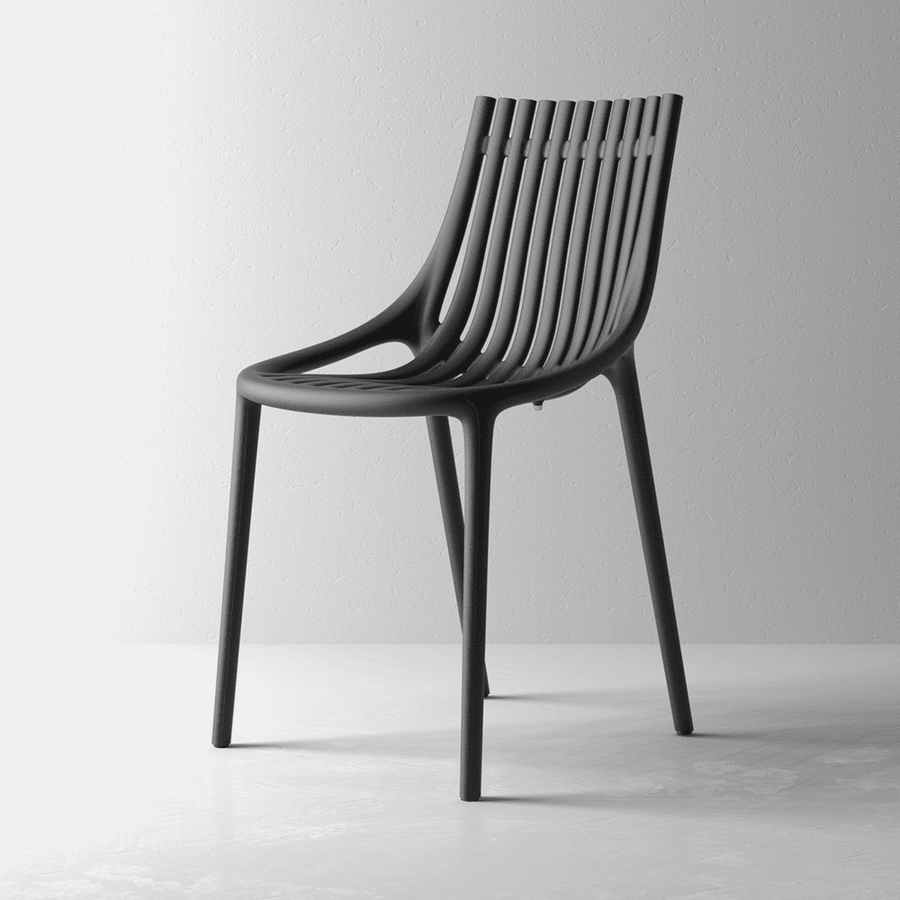 Fekete színű design kültéri műanyag szék.