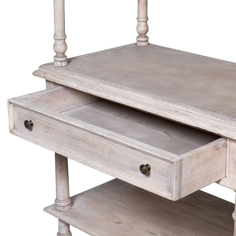 IMPERIAL akácfa könyvespolc nyitott fiókkal, részletes kidolgozással