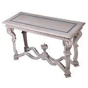 Akantuszlábas, intarziaberakásos exkluzív kézműves konzolasztal.