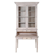 IMPERIAL akácfa vitrines szekreter elölnézetben, üvegajtós felső résszel és fiókos szekreter alsó résszel