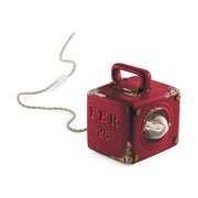 Vintage bordó színű ipari asztali lámpa.