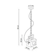 Ipari stílusú függeszték lámpa technikai rajza.