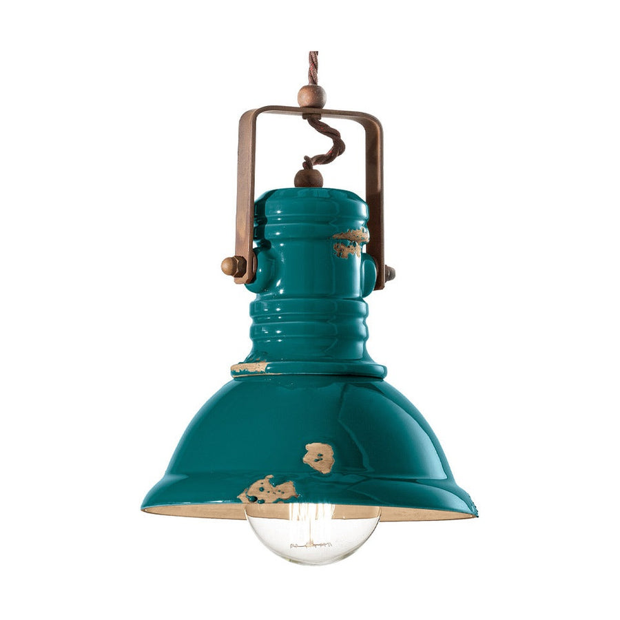 Vintage olajkék színű ipari lámpa.