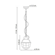 Ipari stílusú lámpa technikai rajza.