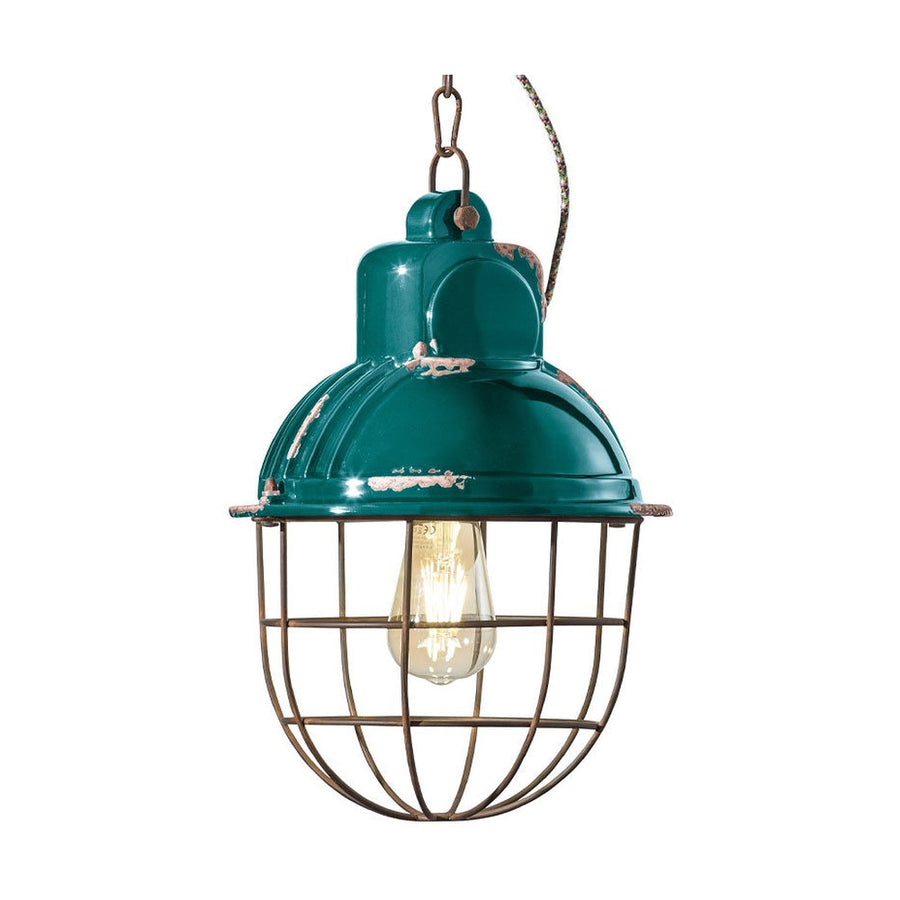 Vintage olajkék színű ipari lámpa.