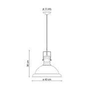 Ipari stílusú lámpa technikai rajza.