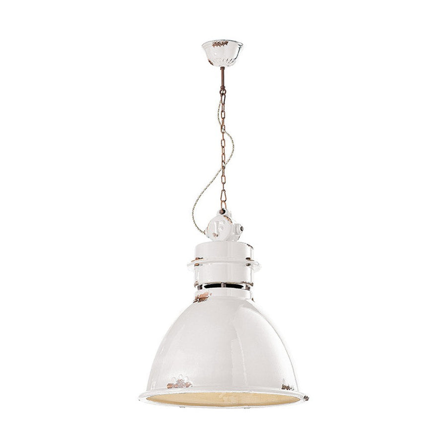 Vintage fehér színű ipari lámpa.