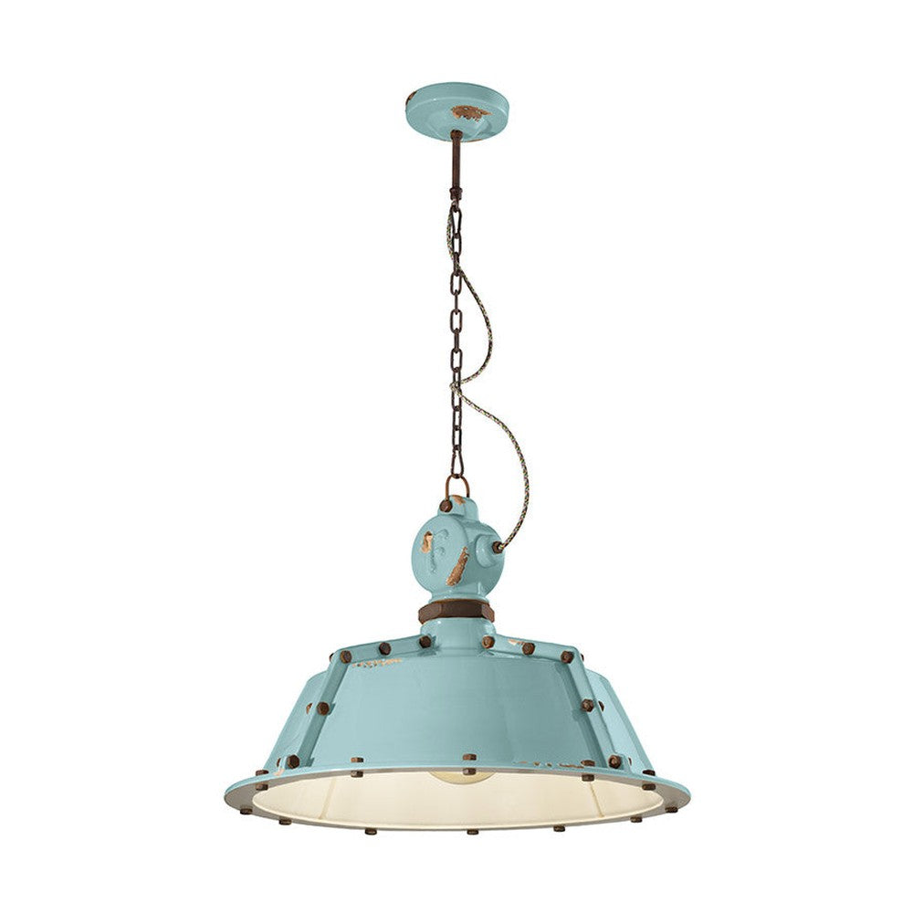 Azúrkék színű ipari lámpa.