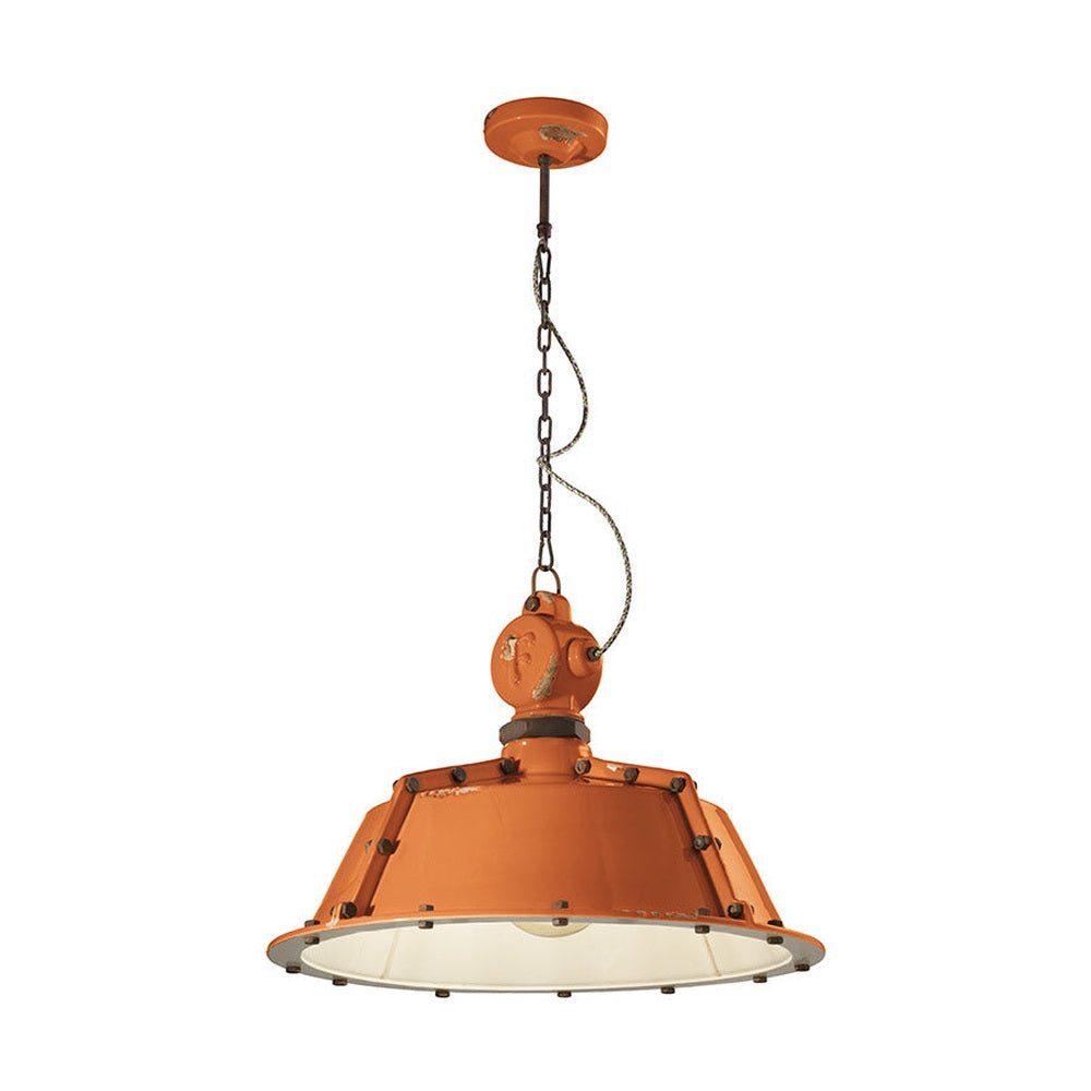 Narancssárga színű ipari lámpa. 