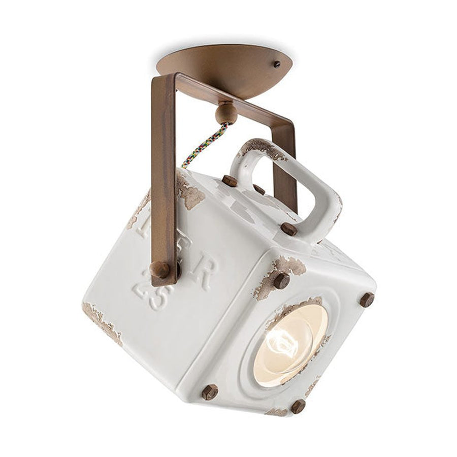 Vintage fehér színű , ipari stílusú mennyezti lámpa.