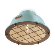 Vintage azúrkék színű ipari stílusú kerámia mennyezeti lámpa.