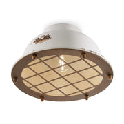 Vintage fehér színű ipari stílusú kerámia mennyezeti lámpa.