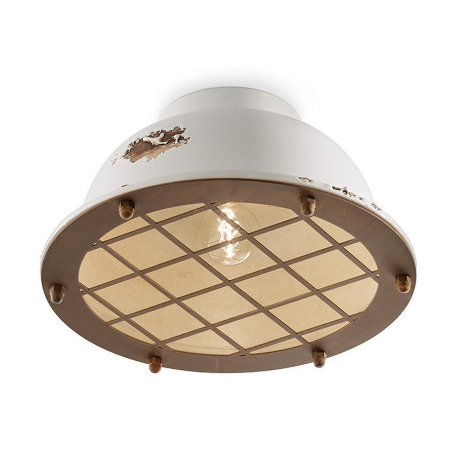 Vintage fehér színű ipari stílusú kerámia mennyezeti lámpa.