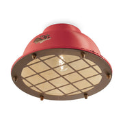 Vintage piros színű ipari stílusú kerámia mennyezeti lámpa.