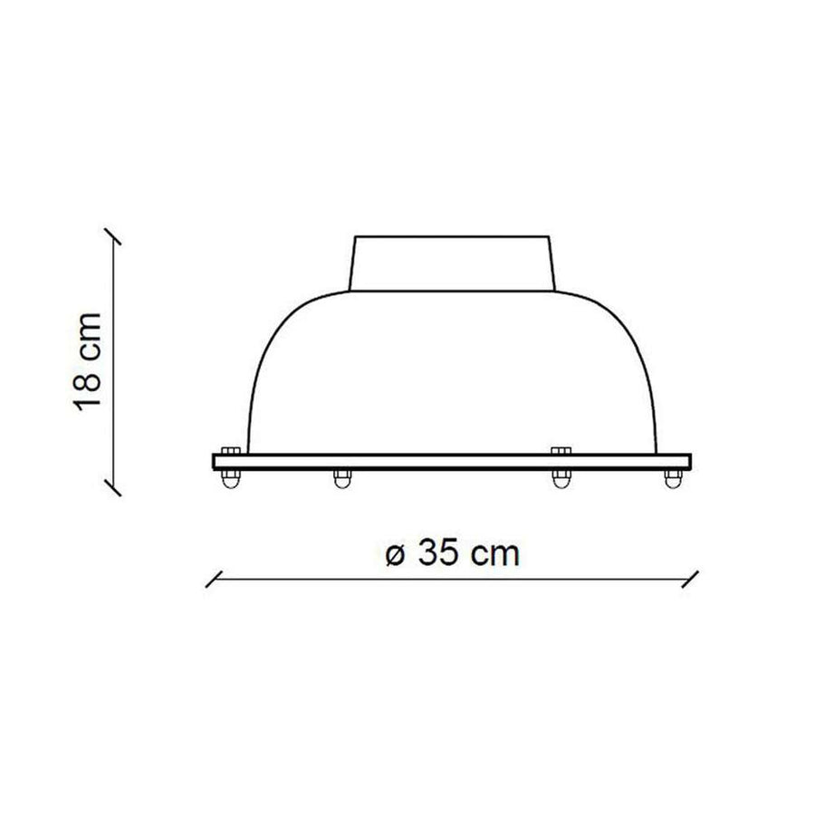 Ipari stílusú mennyezeti lámpa technikai rajza.