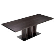 Mokkaszínű tölgyfurnérból készült, formatervezett design étkezőasztal..