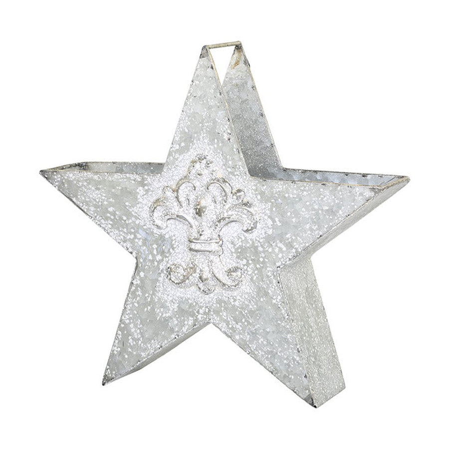 Csillag formájú, bádogból készült karácsonyi dekoráció.