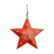Piros színű karácsonyi fém dekor csillag.