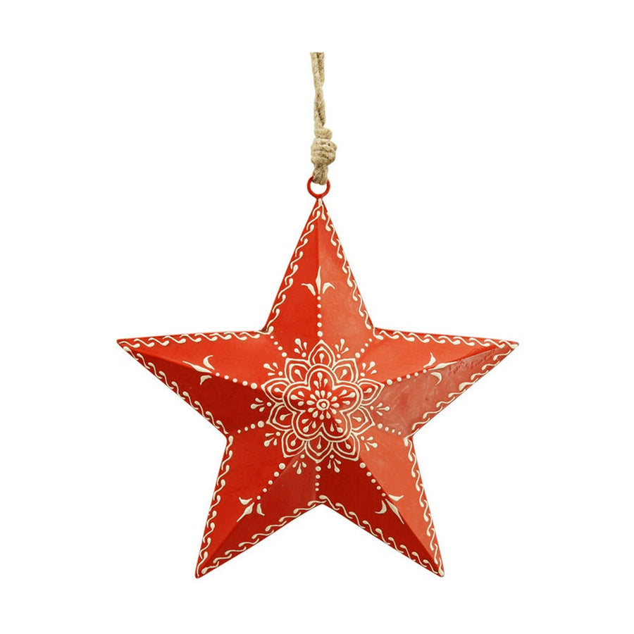 Piros színű karácsonyi fém dekor csillag.
