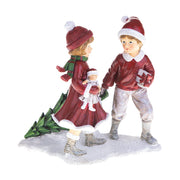 Karácsonyi kislány és kisfiú fenyőfával 19 cm "Christmas Heritage"