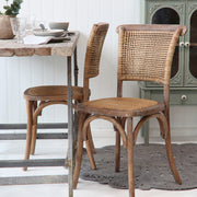 OLD FRENCH natúr rattan-kaucsukfa étkezőszék