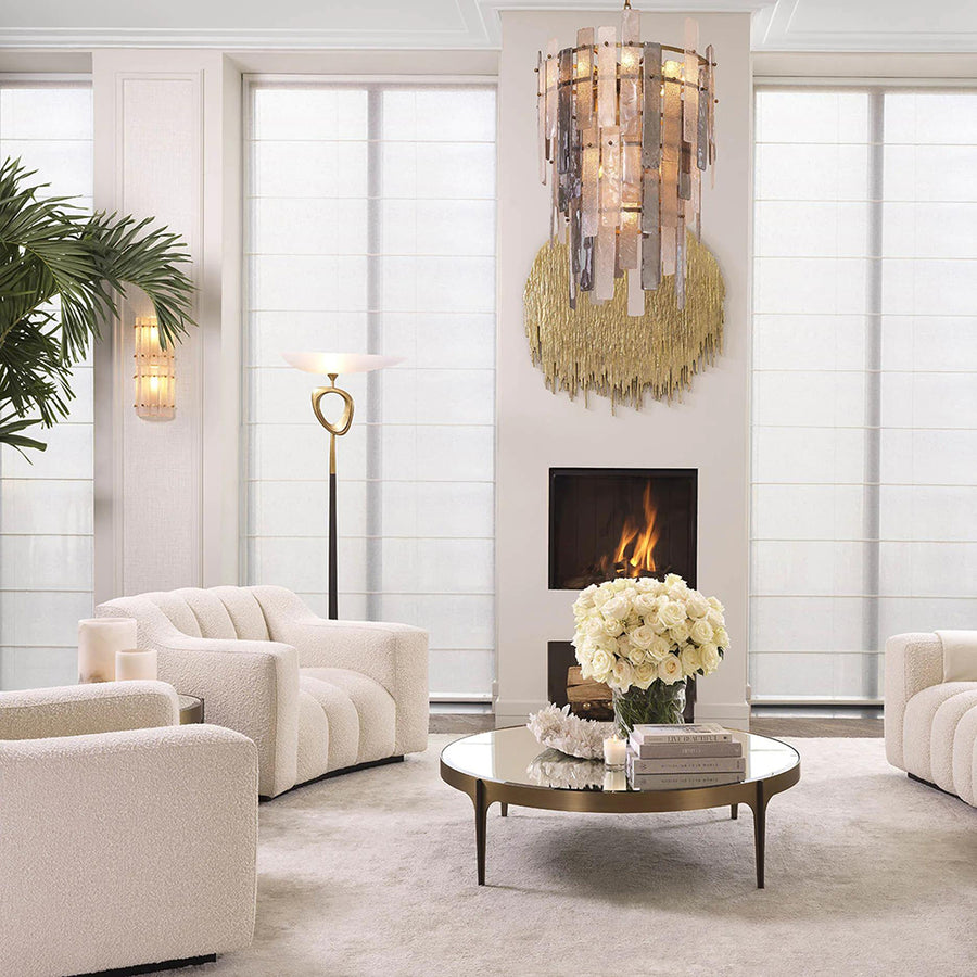 Krémszínű buklé szövettel kárpitozott dizájn fotel .