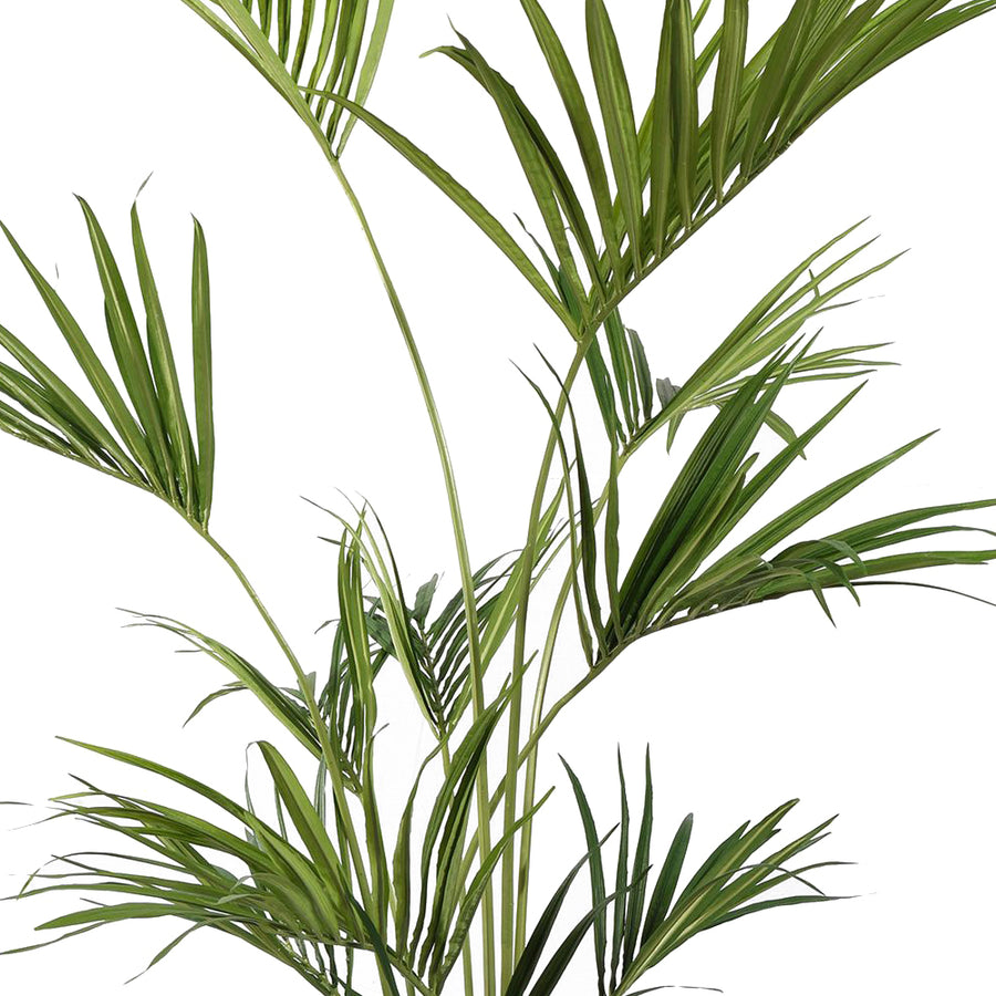 Kentia mű pálma élethű levelei közelről, 180 cm magas dekor növény