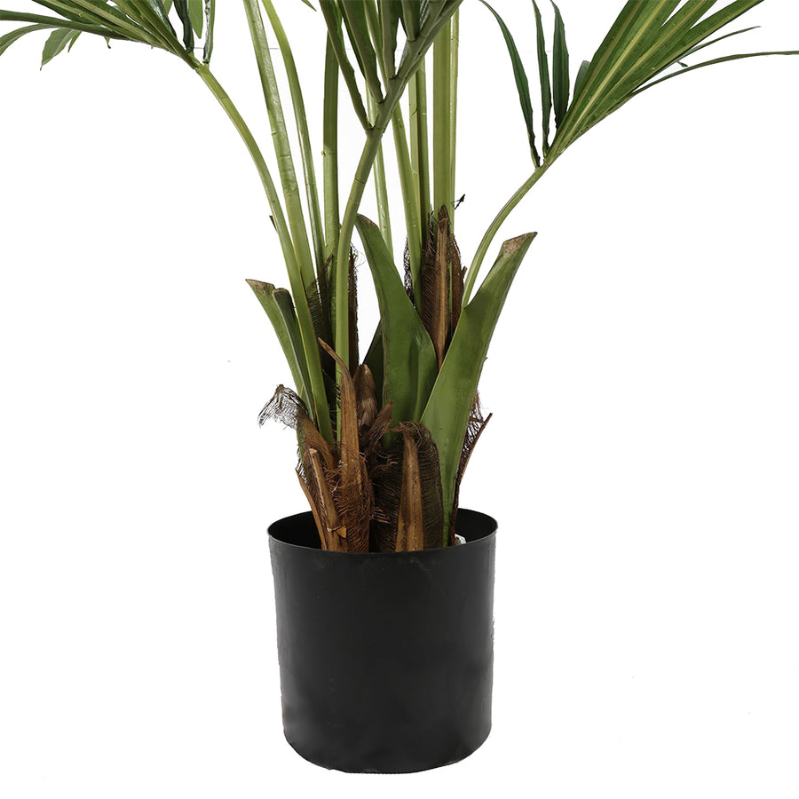 Kentia mű pálma törzse és fekete kaspója, élethű kidolgozással