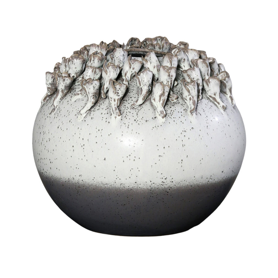 Dekoratív, szürke színű kerámia váza..